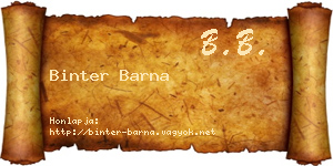 Binter Barna névjegykártya